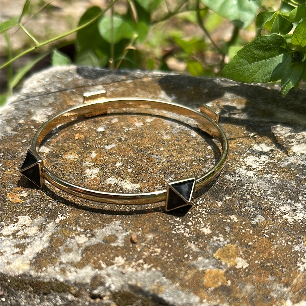 Gold and Black Geometric Bangle Bracelet